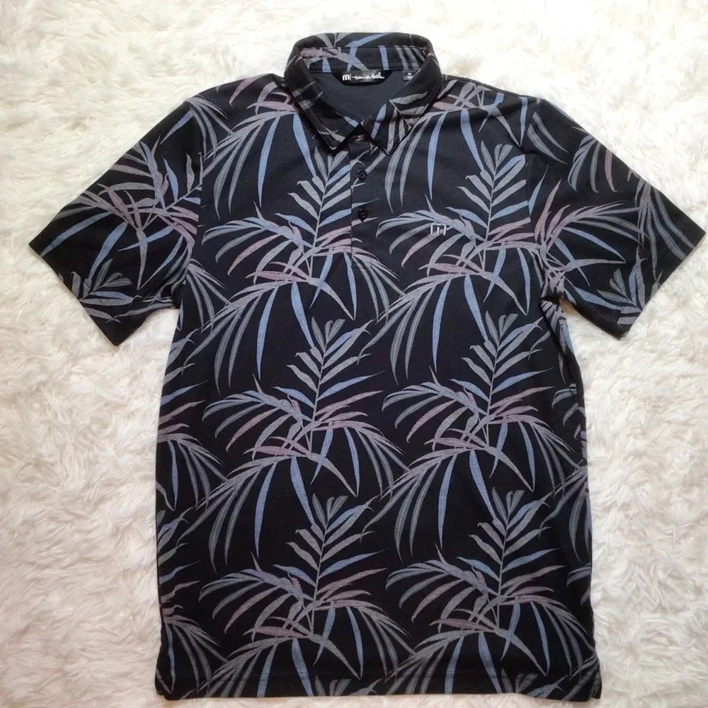 TravisMathew Golf Polo Buzz Words Lifestyle Tex Tropical Light Travis Mathew Med - Picture 2 of 10
